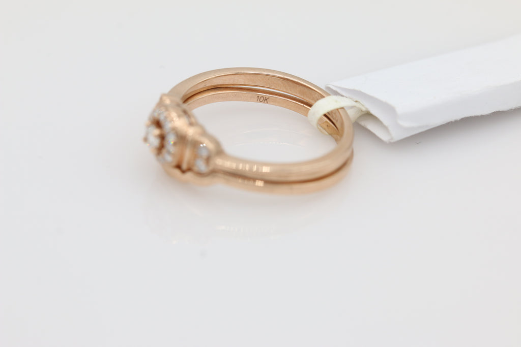 Rose Gold Halo Diamond Double Band ( 3ct tw dia )