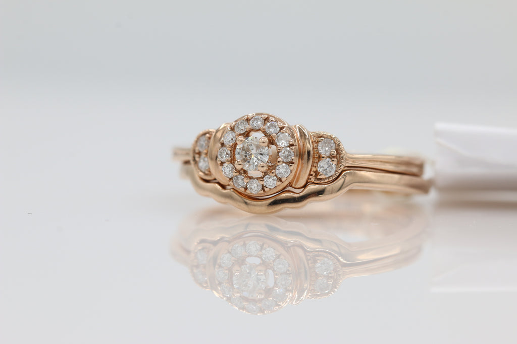 Rose Gold Halo Diamond Double Band ( 3ct tw dia )
