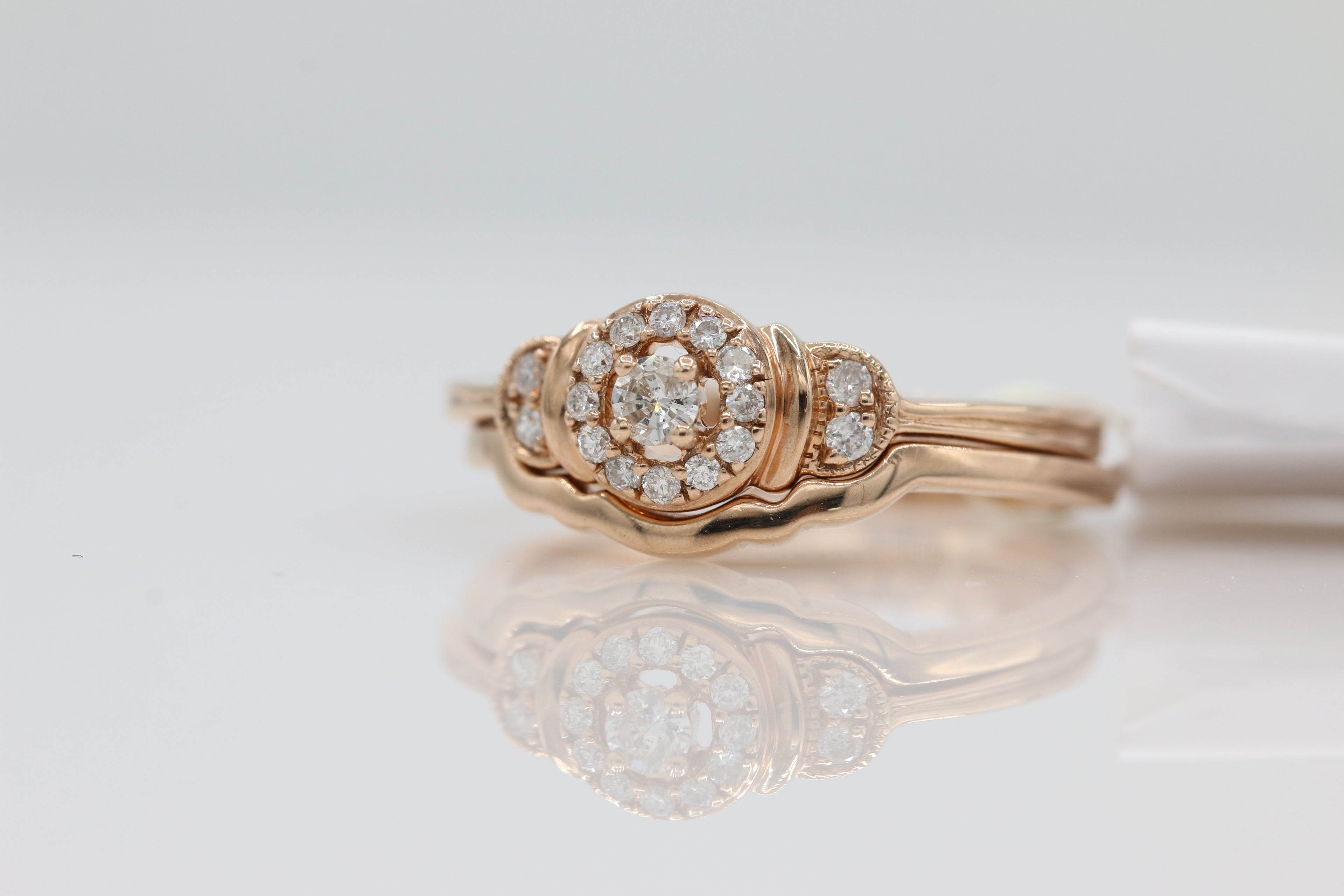 Rose Gold Halo Diamond Double Band ( 3ct tw dia )