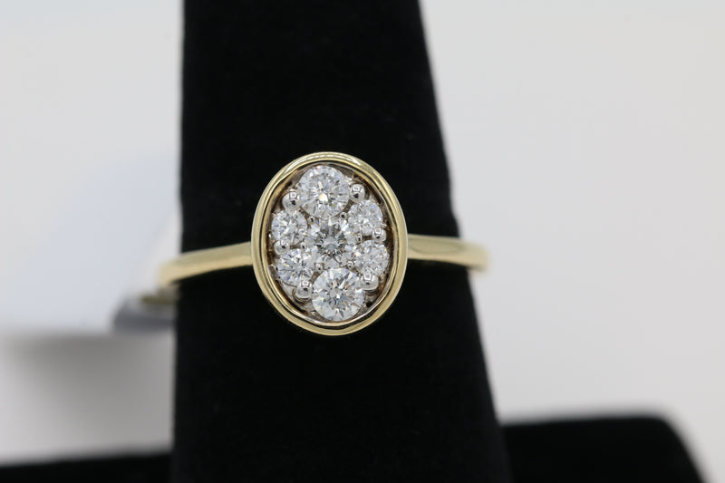 Diamond Cluster Bezel Set Ring in 14KT Yellow Gold tw dia