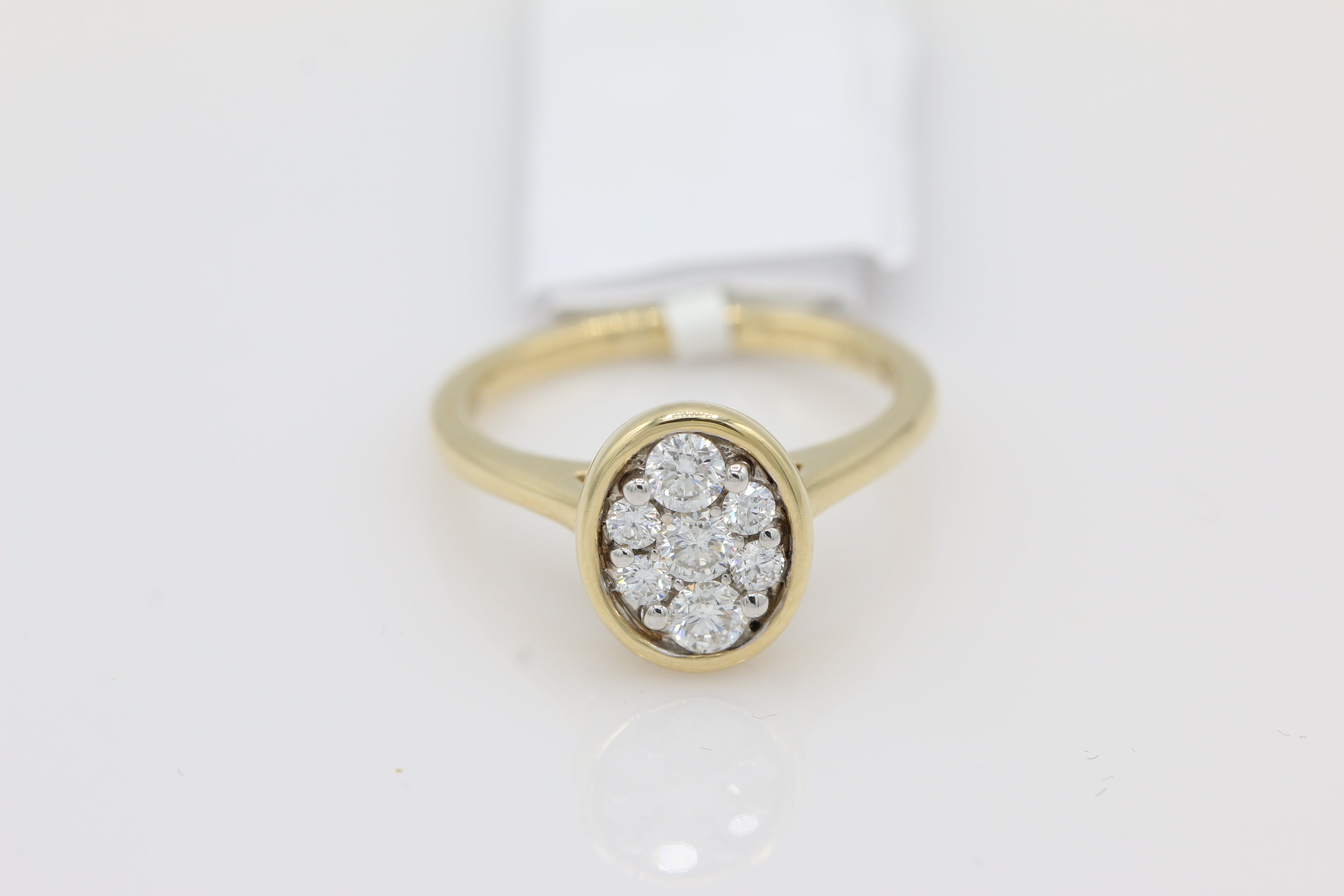 Diamond Cluster Bezel Set Ring in 14KT Yellow Gold ( 1.2ct tw dia )