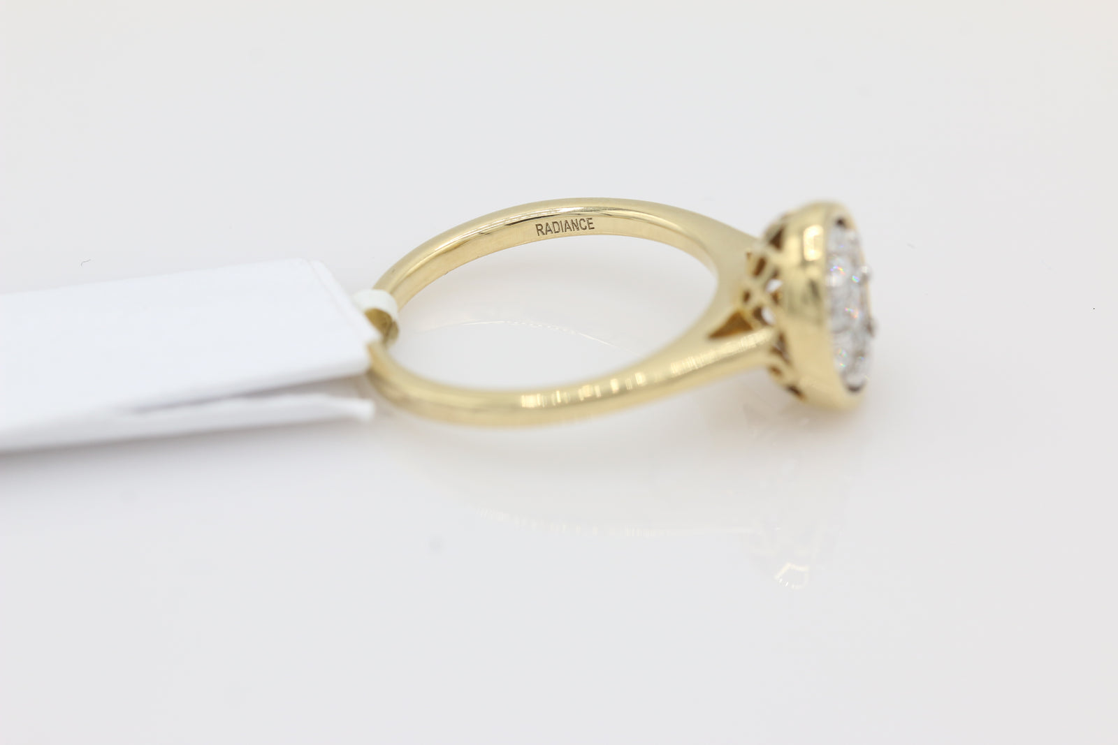 Diamond Cluster Bezel Set Ring in 14KT Yellow Gold ( 1.2ct