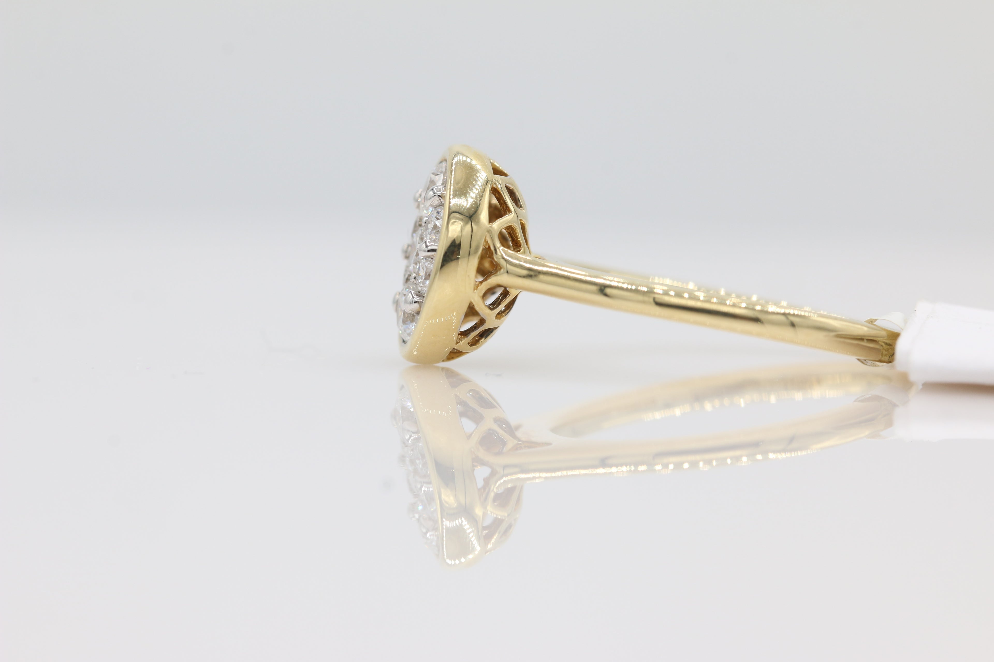 Diamond Cluster Bezel Set Ring in 14KT Yellow Gold ( 1.2ct tw dia )