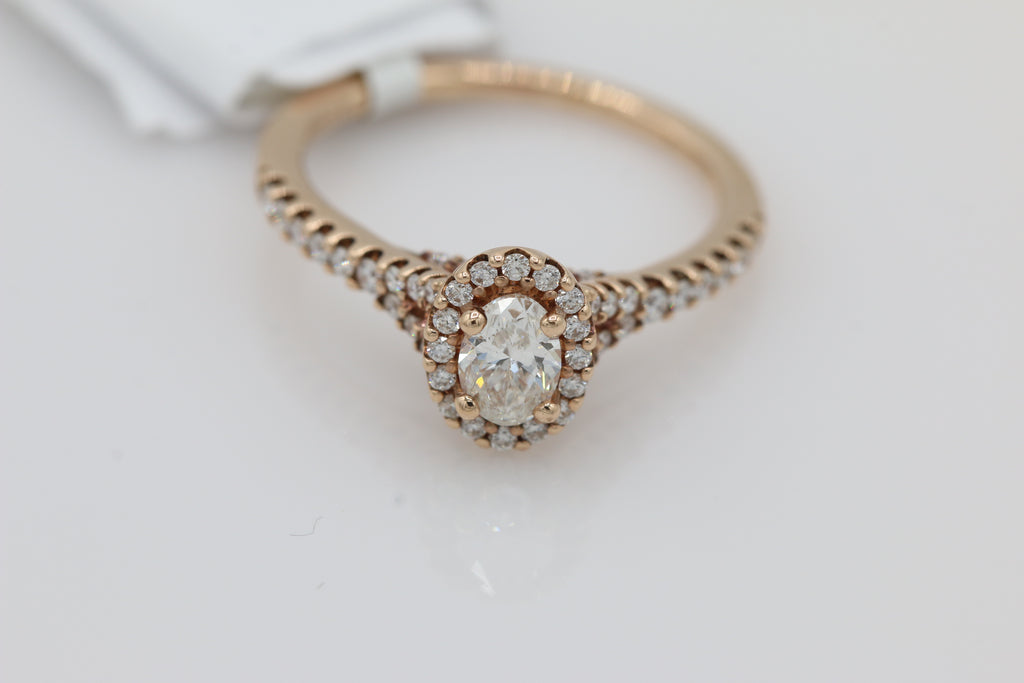 Oval Halo Diamond Ring in 14KT Rose Gold ( 3.4ct tw dia / 3.8 ctw )