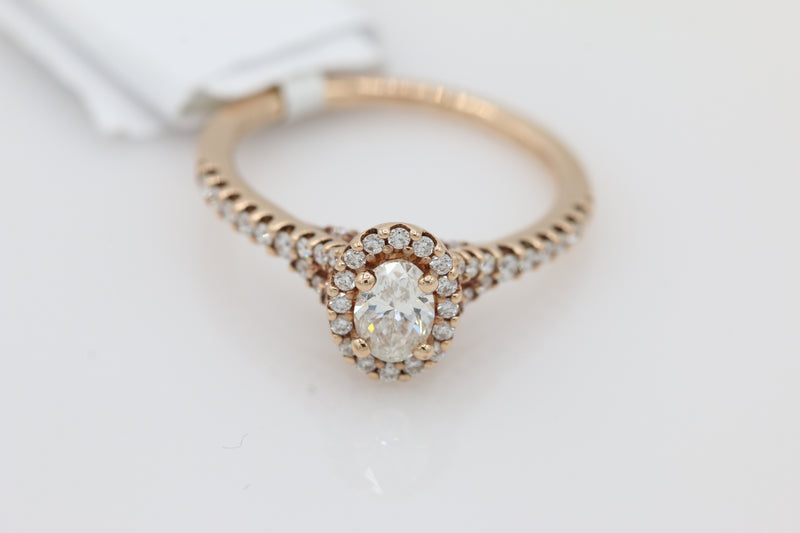 Oval Halo Diamond Ring in 14KT Rose Gold ( 3.4ct tw dia / 3.8 ctw )