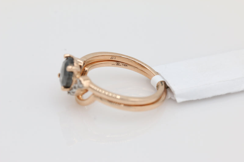 Diamond Salt and Pepper Dual Band Ring in 14KT Rose Gold ( 1.17ct dtw )