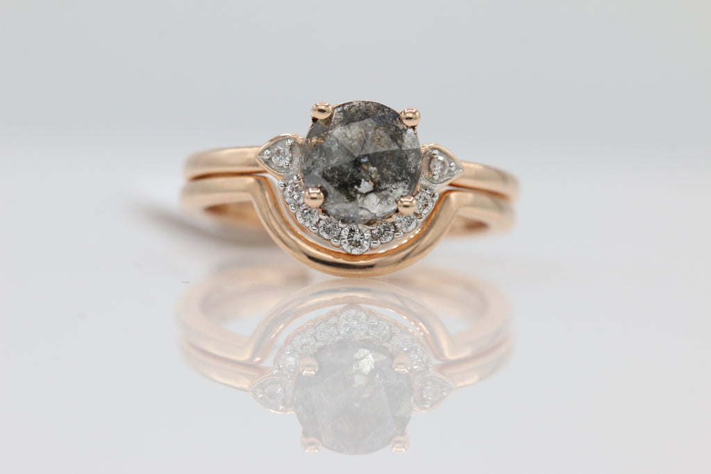 Diamond Salt and Pepper Dual Band Ring in 14KT Rose Gold ( 1.17ct dtw )