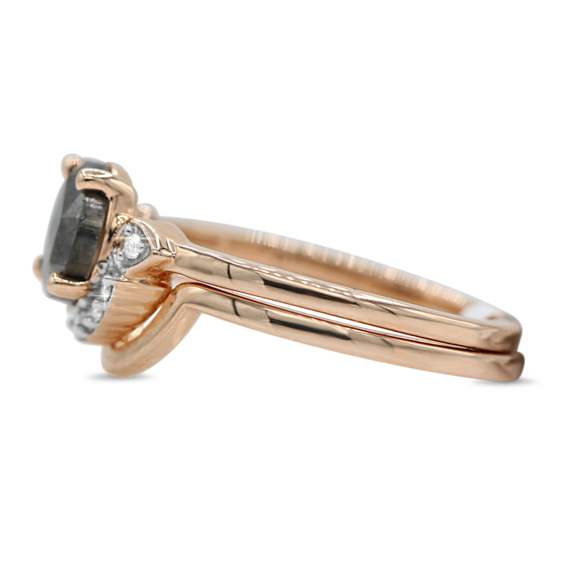 Diamond Salt and Pepper Dual Band Ring in 14KT Rose Gold ( 1.17ct dtw )