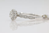 Floral Halo Diamond Ring with Scalloped Shank in 14KT White Gold ( 0.63ct tw dia )