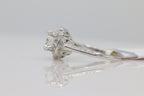 Vintage Inspired Diamond Ring with Baguette Accents in 14KT White Gold ( 0.97 center dia )