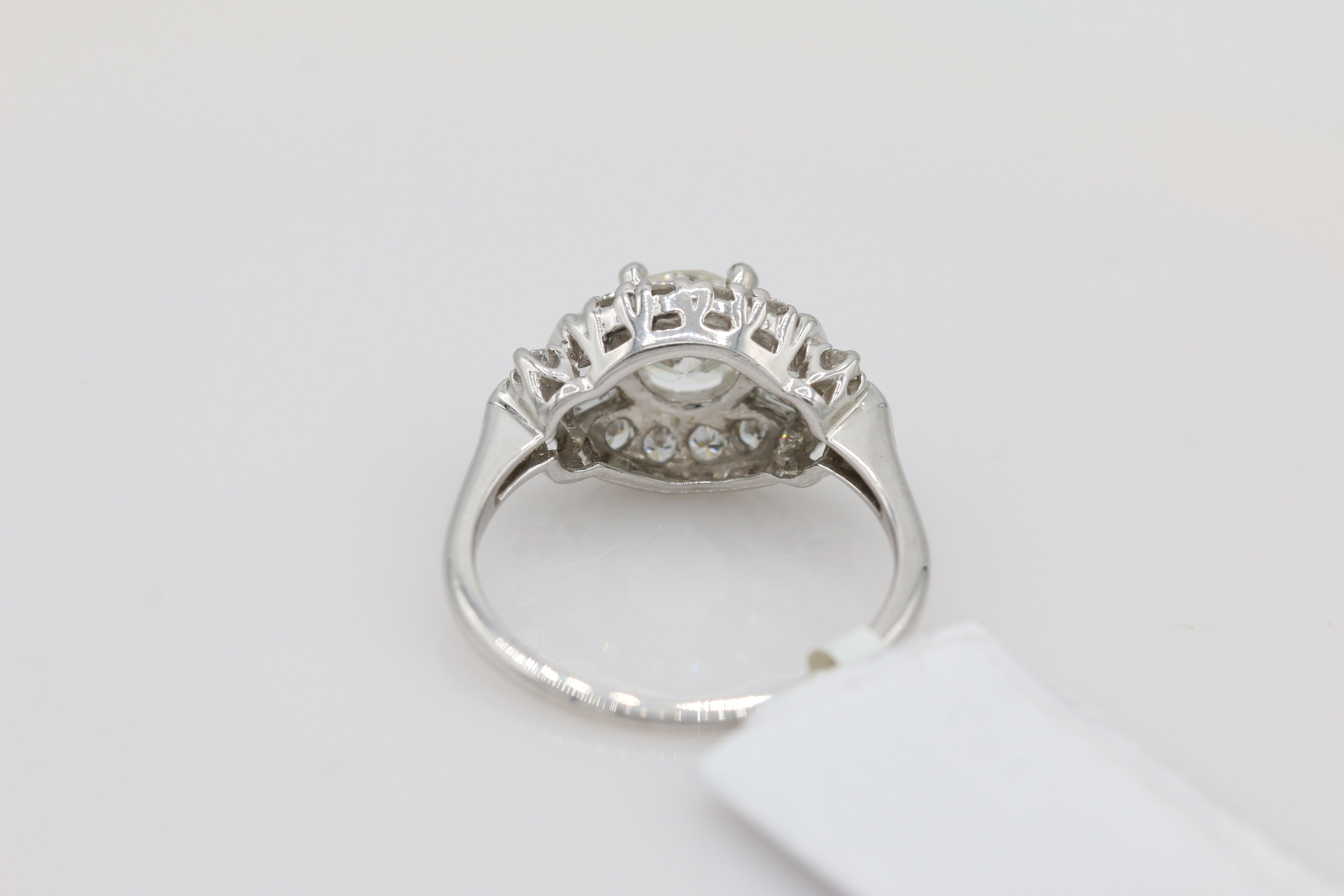 Vintage Inspired Diamond Ring with Baguette Accents in 14KT White Gold ( 0.97 center dia )