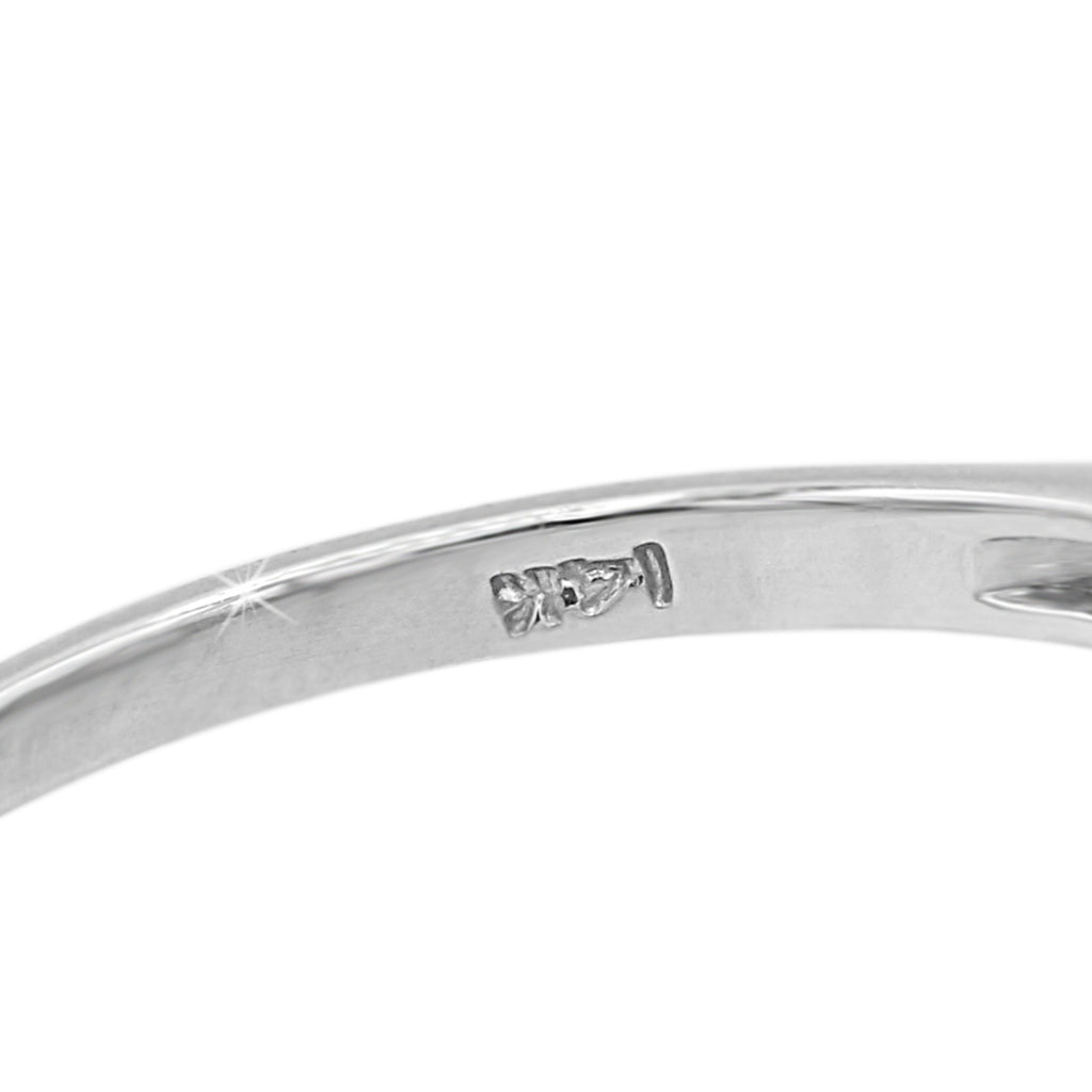 Vintage Inspired Diamond Ring with Baguette Accents in 14KT White Gold ( 0.97 center dia )