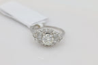 Vintage Inspired Diamond Ring with Baguette Accents in 14KT White Gold ( 0.97 center dia )