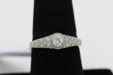 Vintage Inspired Milgrain Diamond Ring in 14KT White Gold