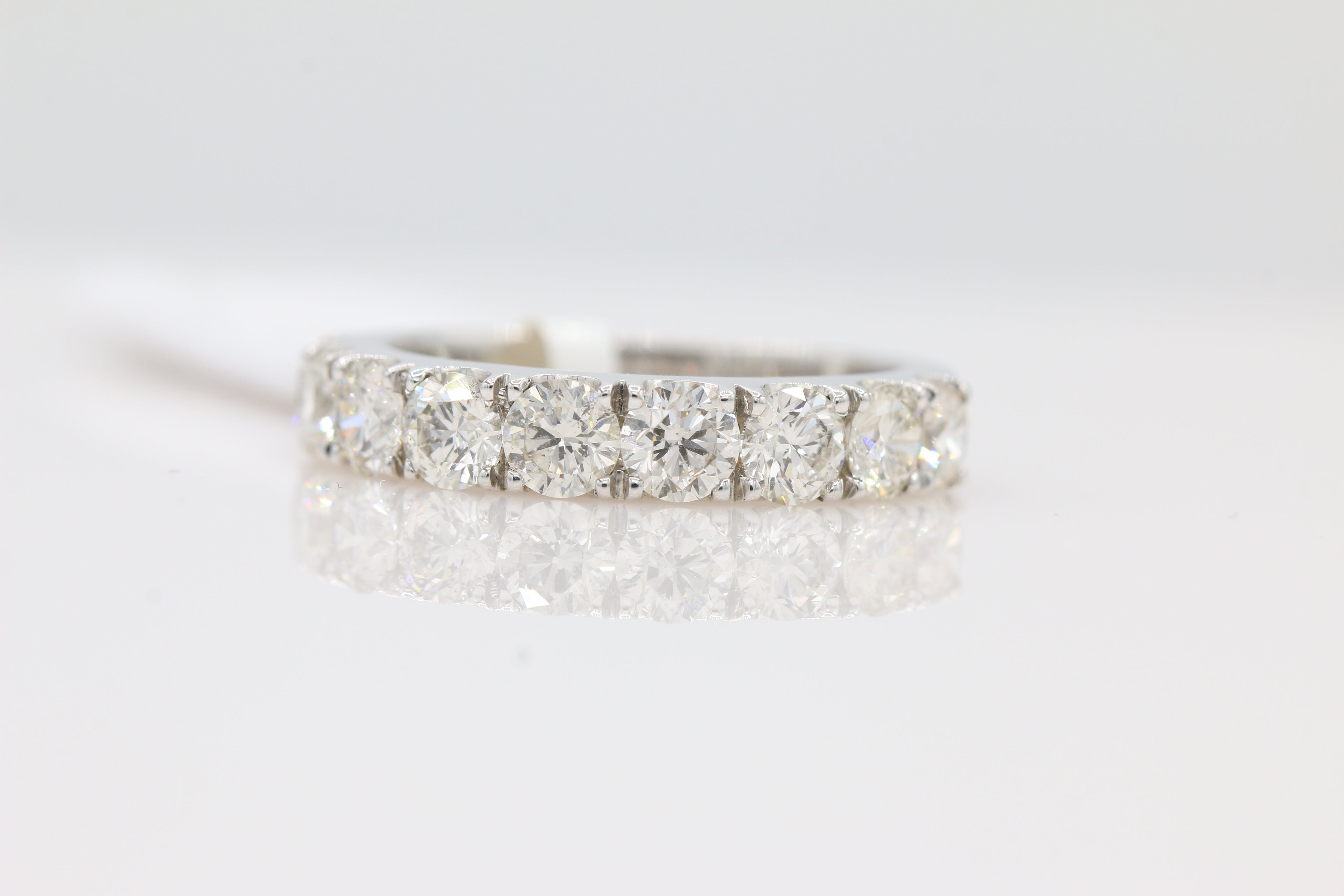 Prong Set Diamond Band Ring in 14KT White Gold ( 2ct dtw )