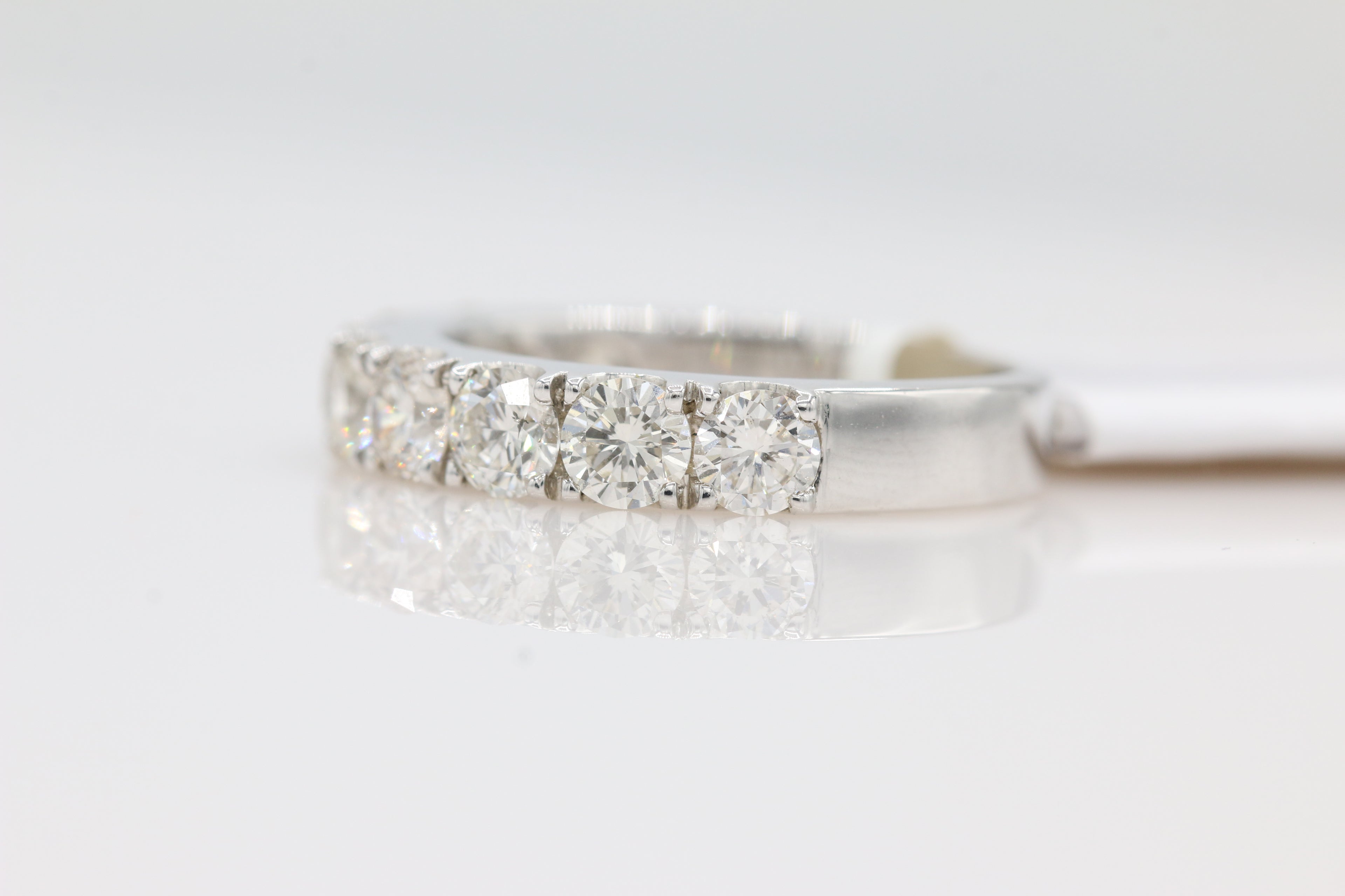 Prong Set Diamond Band Ring in 14KT White Gold ( 2ct dtw )