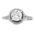 Diamond Halo Split Shank Ring in 18KT White Gold ( 1.51ct dtw / 1.27ct center )