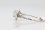 Diamond Halo Split Shank Ring in 18KT White Gold ( 1.51ct dtw / 1.27ct center )