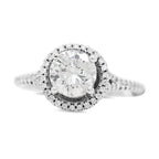 Diamond Halo Split Shank Ring in 18KT White Gold ( 1.51ct dtw / 1.27ct center )