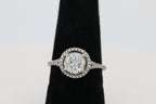 Diamond Halo Split Shank Ring in 18KT White Gold ( 1.51ct dtw / 1.27ct center )