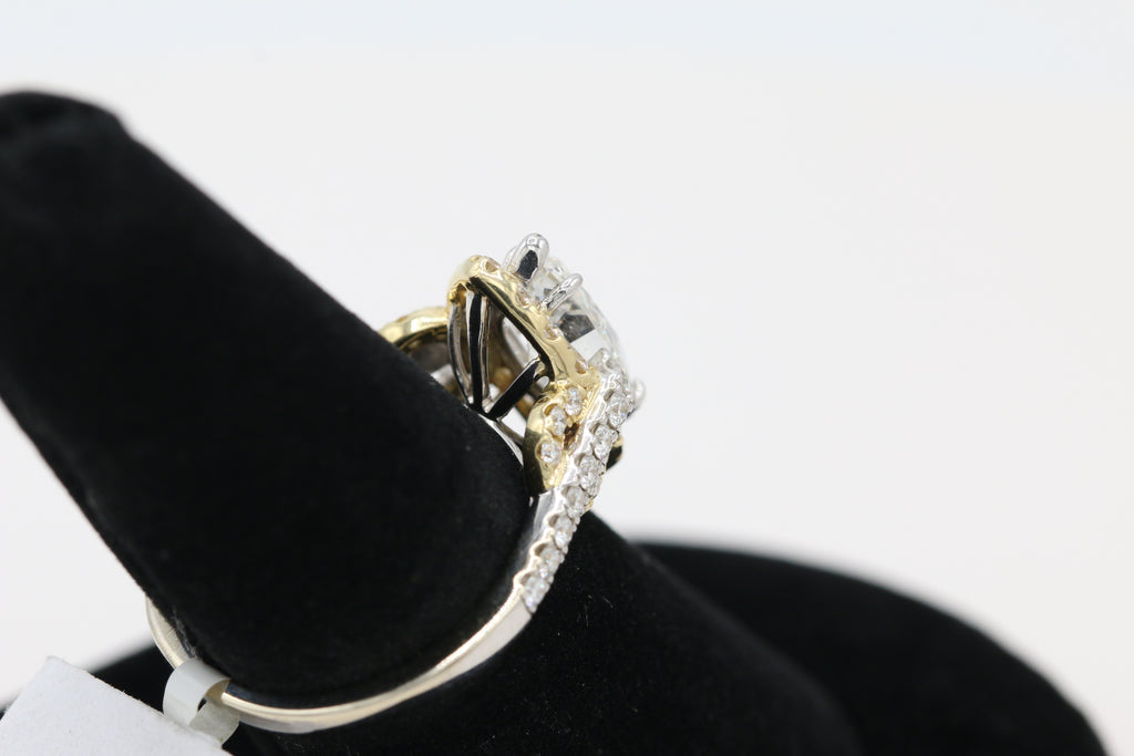Diamond Marquise Halo Ring in 14KT White and Yellow Gold ( 2.21ct dtw / 1.55ct center )