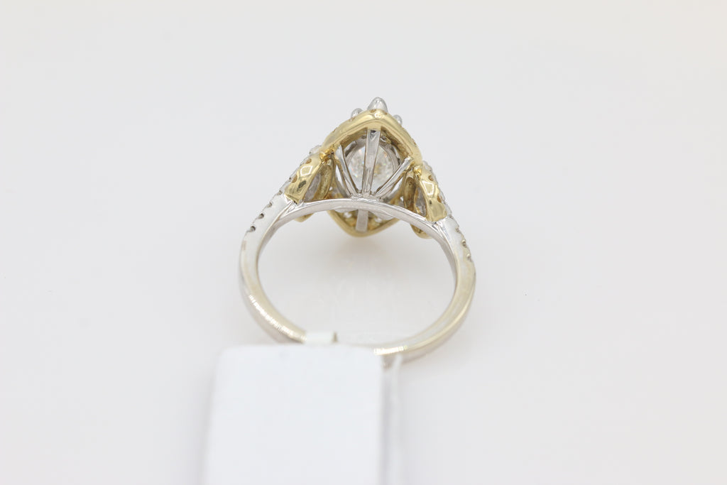 Diamond Marquise Halo Ring in 14KT White and Yellow Gold ( 2.21ct dtw / 1.55ct center )