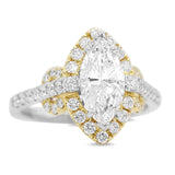 Diamond Marquise Halo Ring in 14KT White and Yellow Gold ( 2.21ct dtw / 1.55ct center )