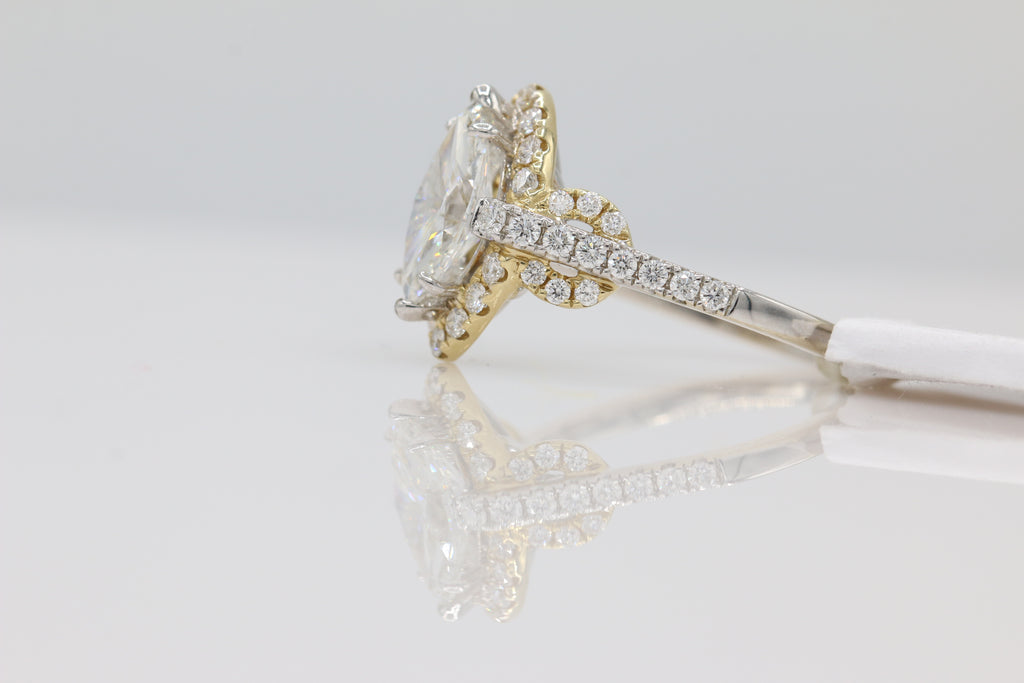 Diamond Marquise Halo Ring in 14KT White and Yellow Gold ( 2.21ct dtw / 1.55ct center )