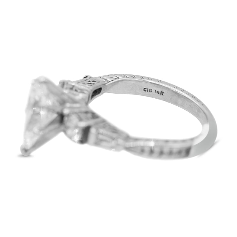 Diamond Pear Solitaire Ring in 14KT White Gold ( 2.17ct tw dia / 1.57ct Pear )