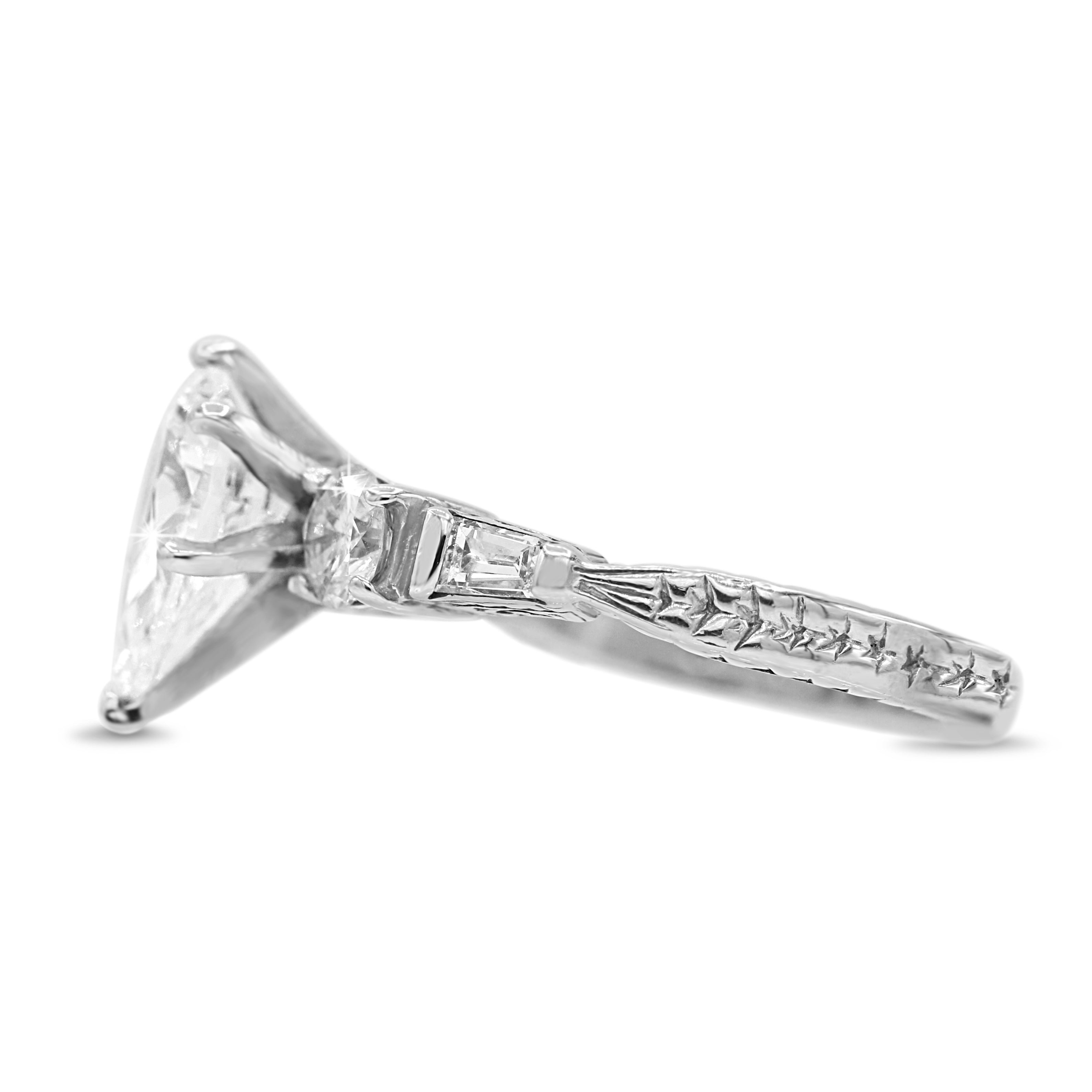 Diamond Pear Solitaire Ring in 14KT White Gold ( 2.17ct tw dia / 1.57ct Pear )