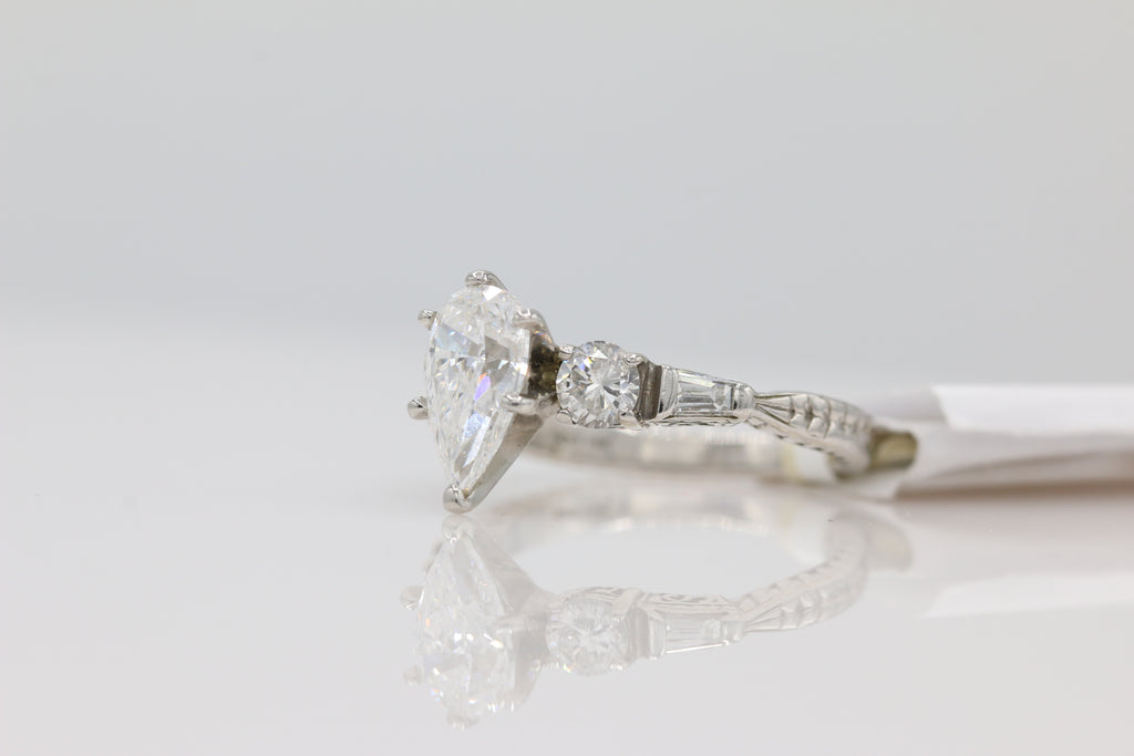 Diamond Pear Solitaire Ring in 14KT White Gold ( 2.17ct tw dia / 1.57ct Pear )