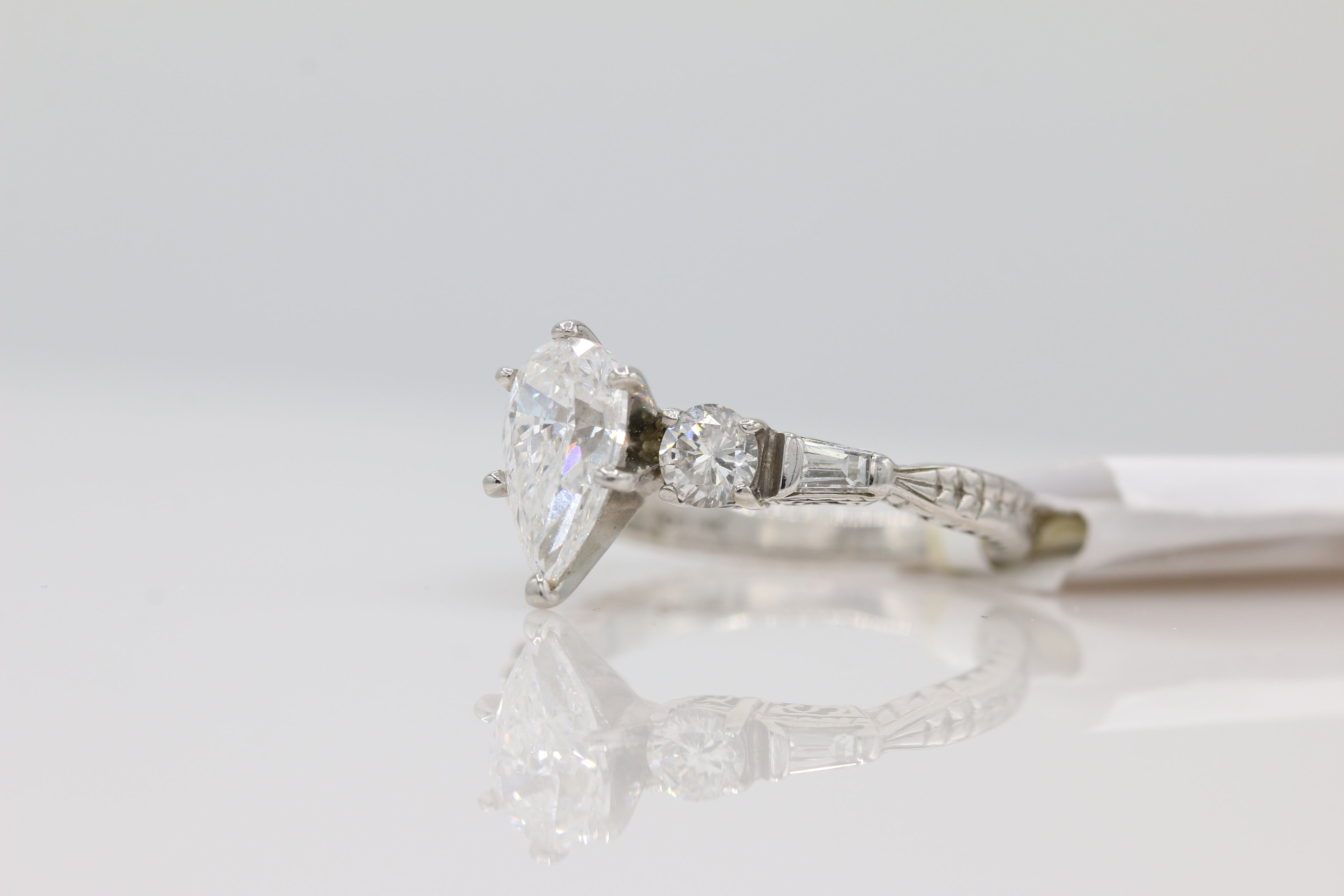 Diamond Pear Solitaire Ring in 14KT White Gold ( 2.17ct tw dia / 1.57ct Pear )