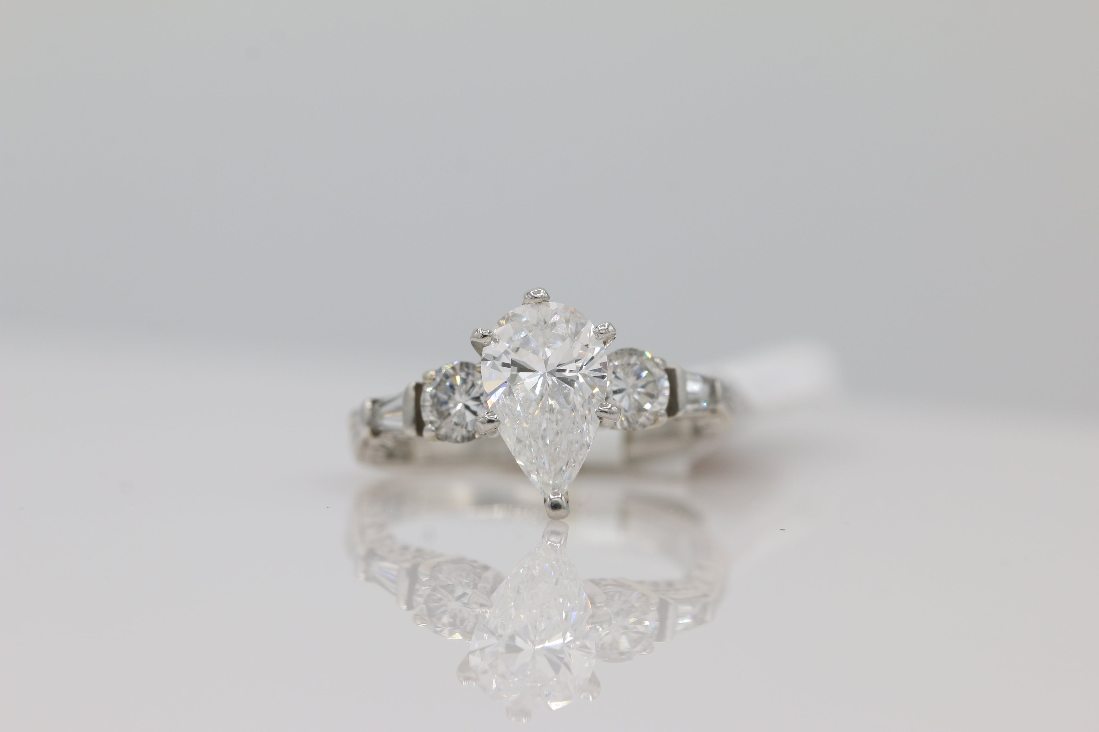 Diamond Pear Solitaire Ring in 14KT White Gold ( 2.17ct tw dia / 1.57ct Pear )