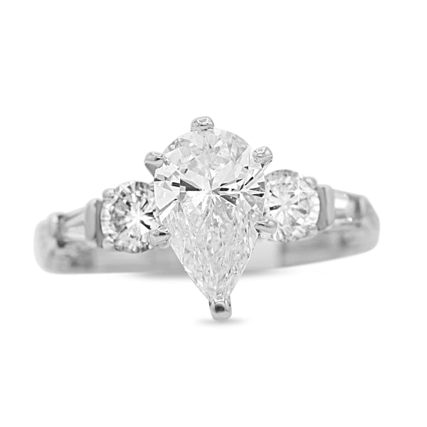 Diamond Pear Solitaire Ring in 14KT White Gold ( 2.17ct tw dia / 1.57ct Pear )