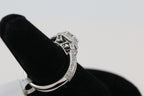 Hexagon Halo Diamond and Sapphire Ring in 14KT White Gold ( 0.42ct dtw / 0.81ct SAP )