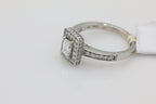 Emerald Cut Diamond Ring with Halo in 14KT White Gold ( 1ct tw dia )