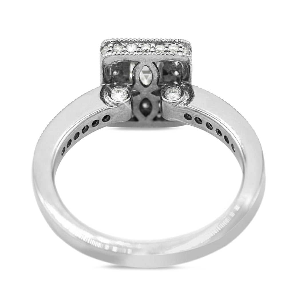 Emerald Cut Diamond Ring with Halo in 14KT White Gold ( 1ct tw dia )