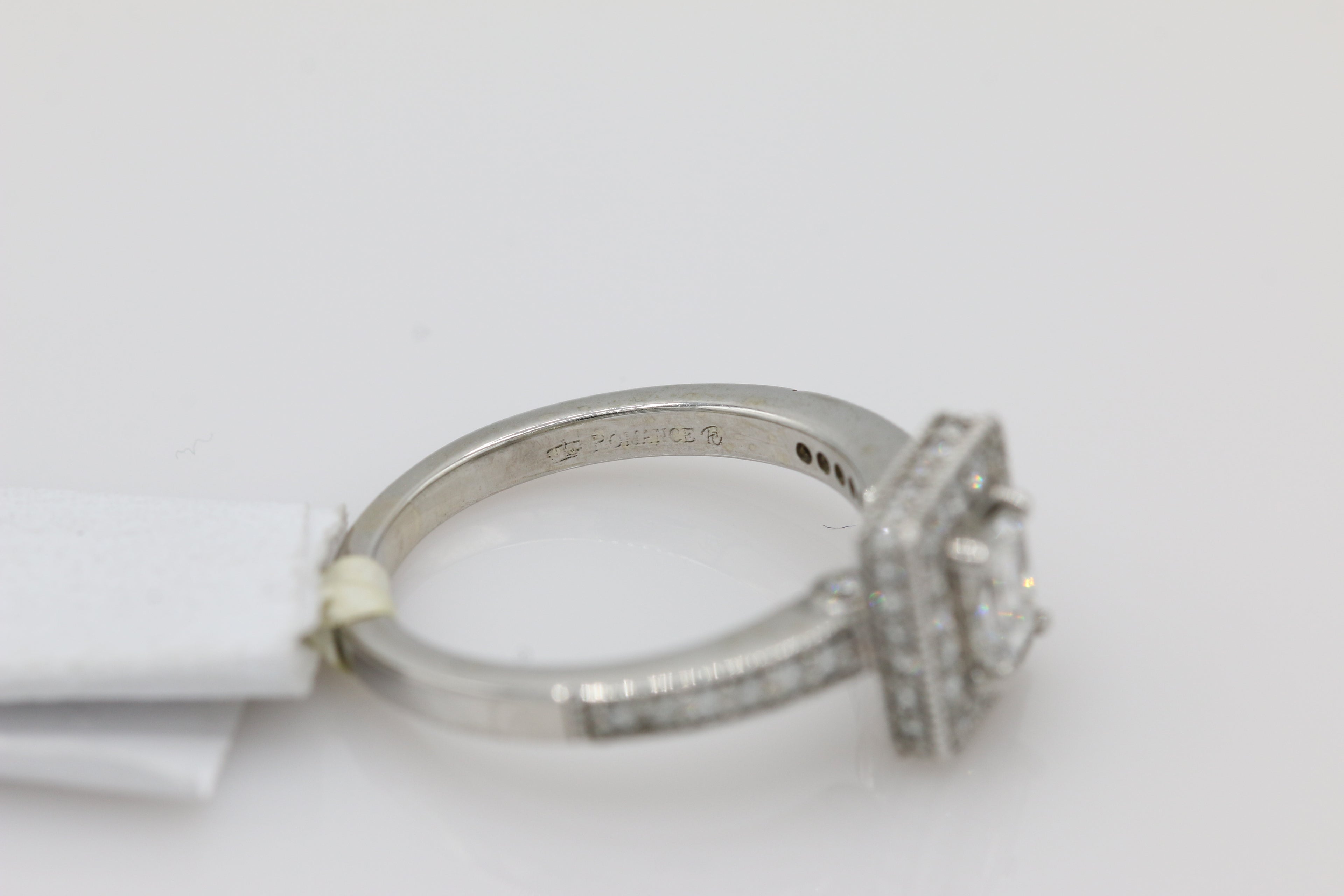 Emerald Cut Diamond Ring with Halo in 14KT White Gold ( 1ct tw dia )