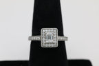 Emerald Cut Diamond Ring with Halo in 14KT White Gold ( 1ct tw dia )