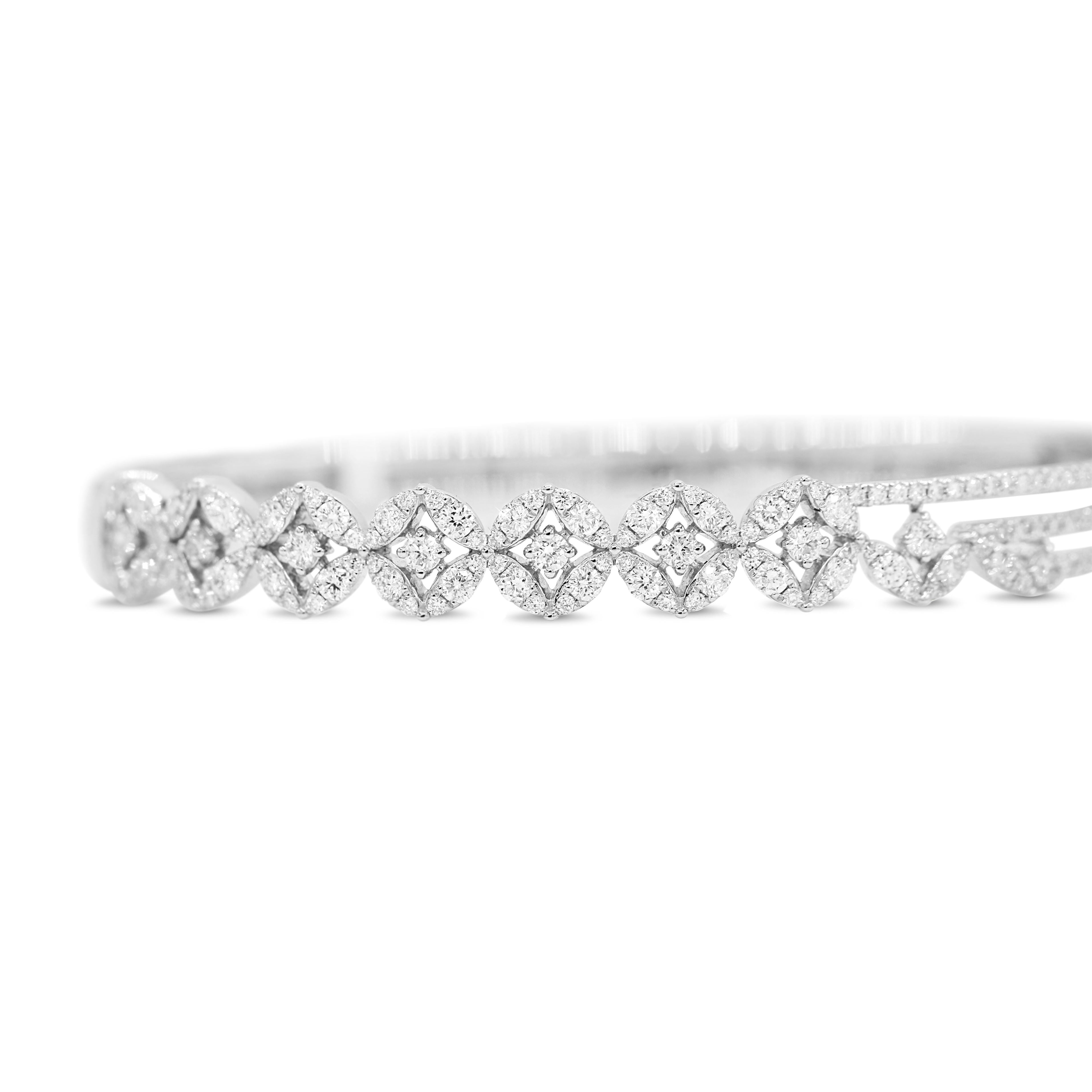 Assymetrical Diamond Bracelet in 14KT White Gold ( 1.71ct tw dia )