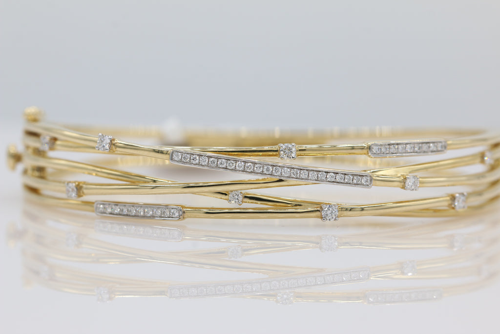 Crossover Diamond Bangle in 14KT Yellow Gold ( 0.49ct tw dia )