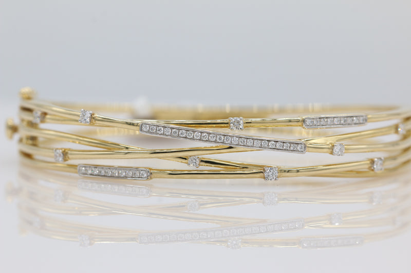 Crossover Diamond Bangle in 14KT Yellow Gold ( 0.49ct tw dia )