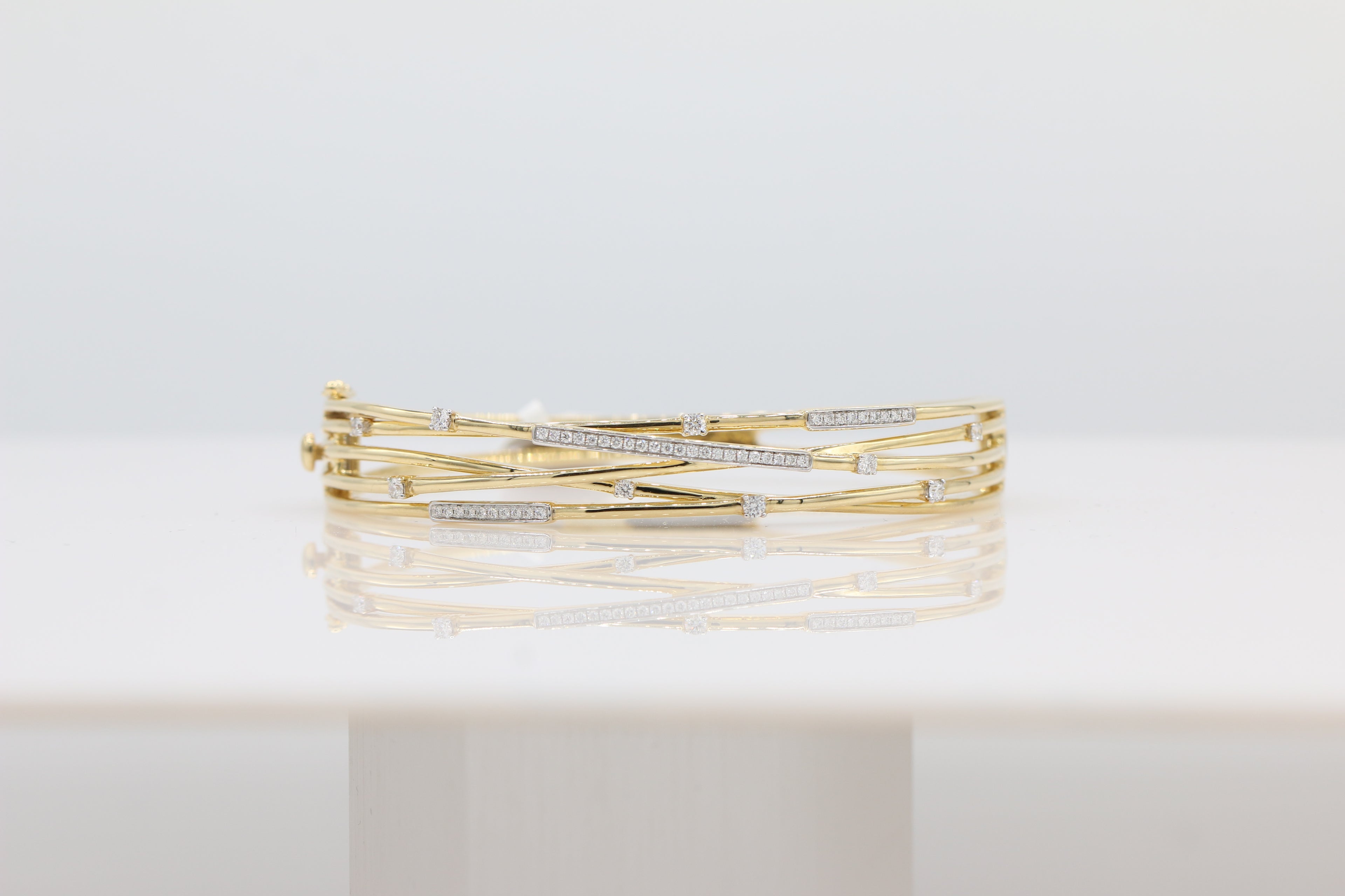 Crossover Diamond Bangle in 14KT Yellow Gold ( 0.49ct tw dia )