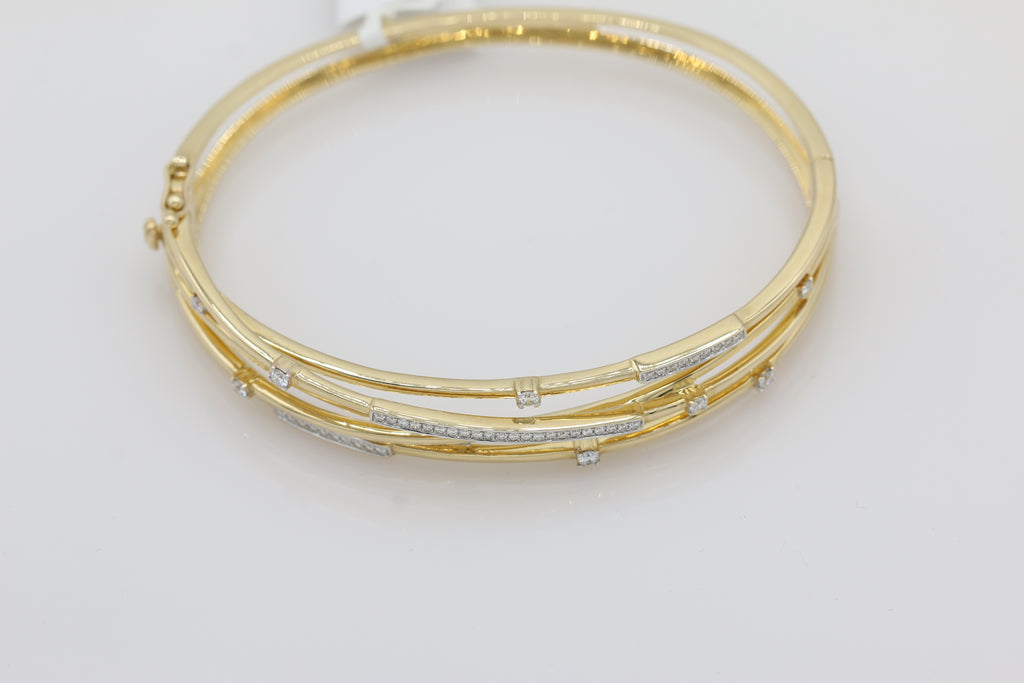 Crossover Diamond Bangle in 14KT Yellow Gold ( 0.49ct tw dia )