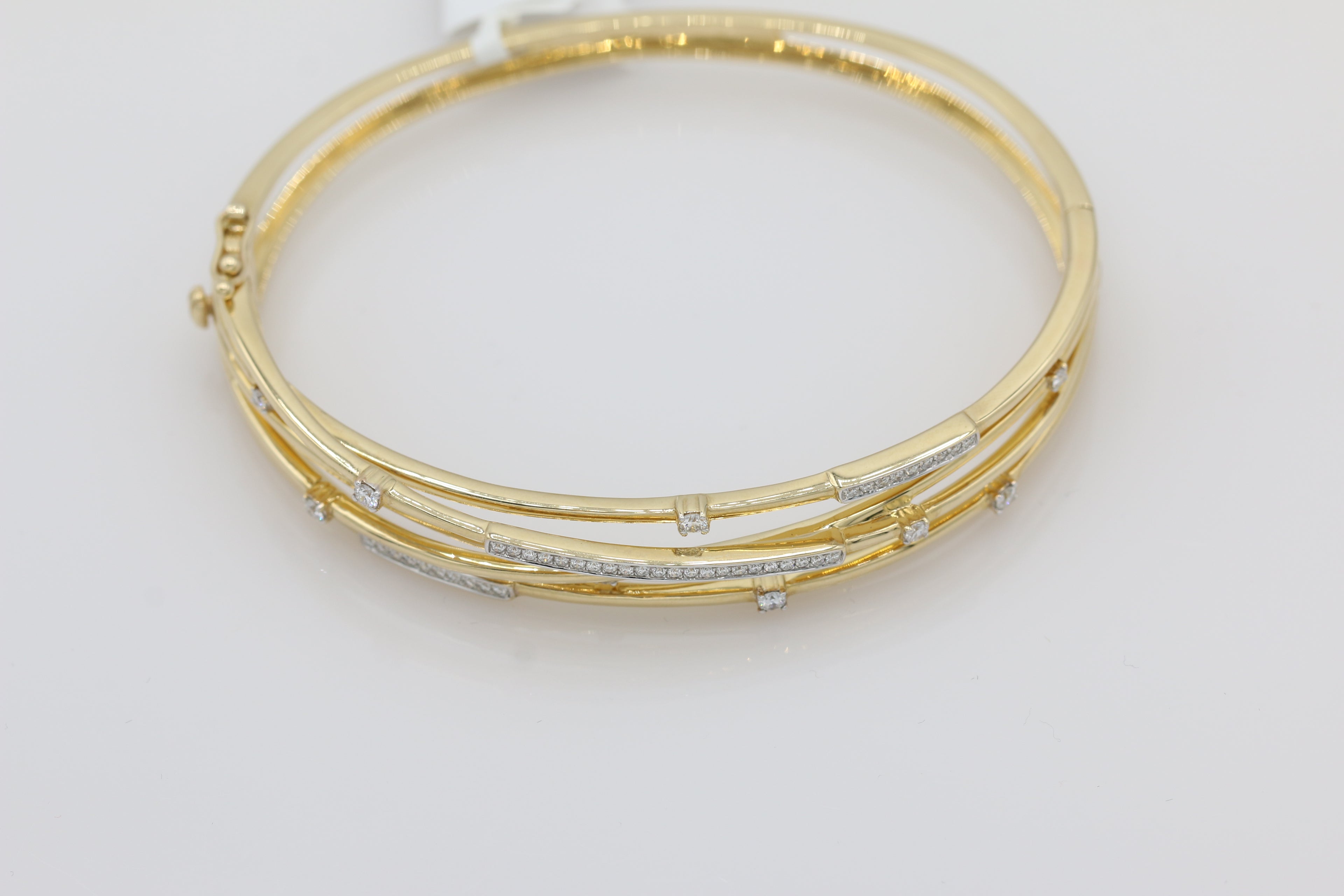 Crossover Diamond Bangle in 14KT Yellow Gold ( 0.49ct tw dia )