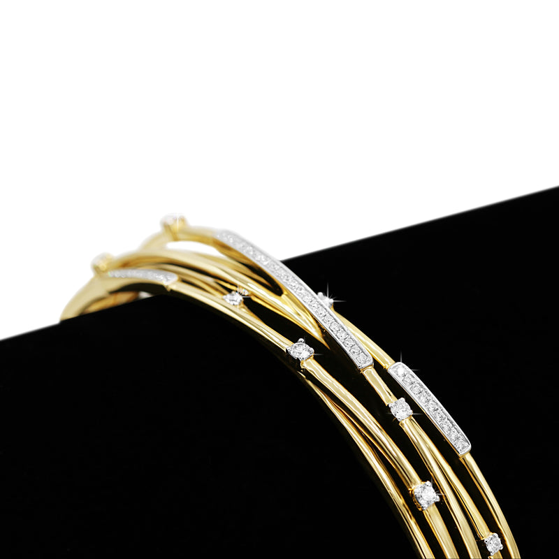 Crossover Diamond Bangle in 14KT Yellow Gold ( 0.49ct tw dia )