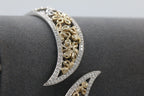 Two-Toned Floral Bypass Bracelet in 14KT Yellow Gold and Sterling Silver ( 0.32ct tw dia )