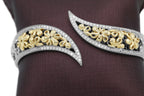 Two-Toned Floral Bypass Bracelet in 14KT Yellow Gold and Sterling Silver ( 0.32ct tw dia )