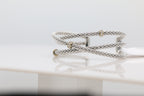 Overlapping Crossover Diamond Bangle in 14KT Yellow Gold and Sterling Silver ( 1.5ct tw dia )