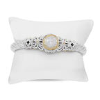 Two-Toned Diamond Cluster Bangle in 14KT Yellow Gold and Sterling Silver ( 1.4ct tw dia )